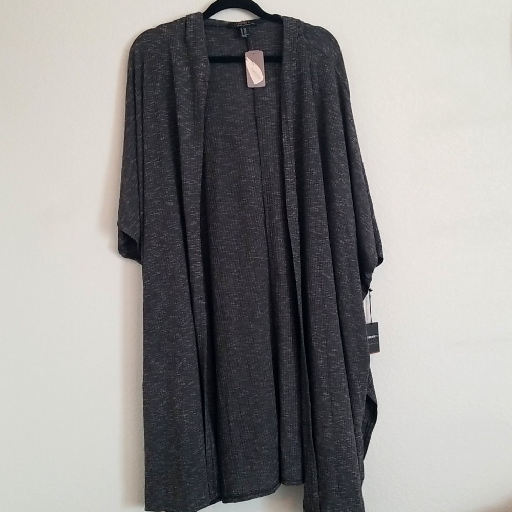 Forever21 hooded knit kimono cardi Oversized S/M Blk/white